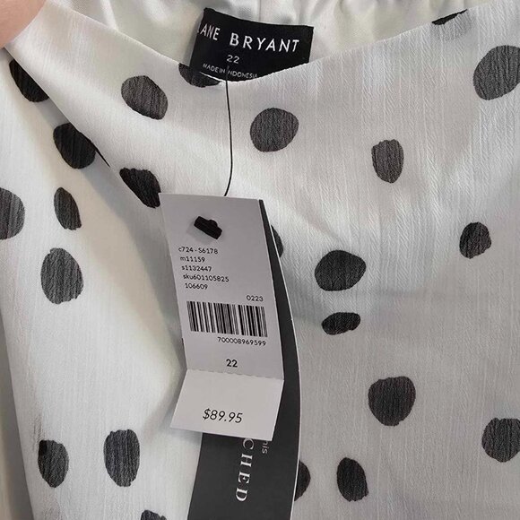 Lane Bryant Smocked Cuff-Sleeve Square-Neck Fit & Flare Dress - Polka Dots NWT - Picture 9 of 11